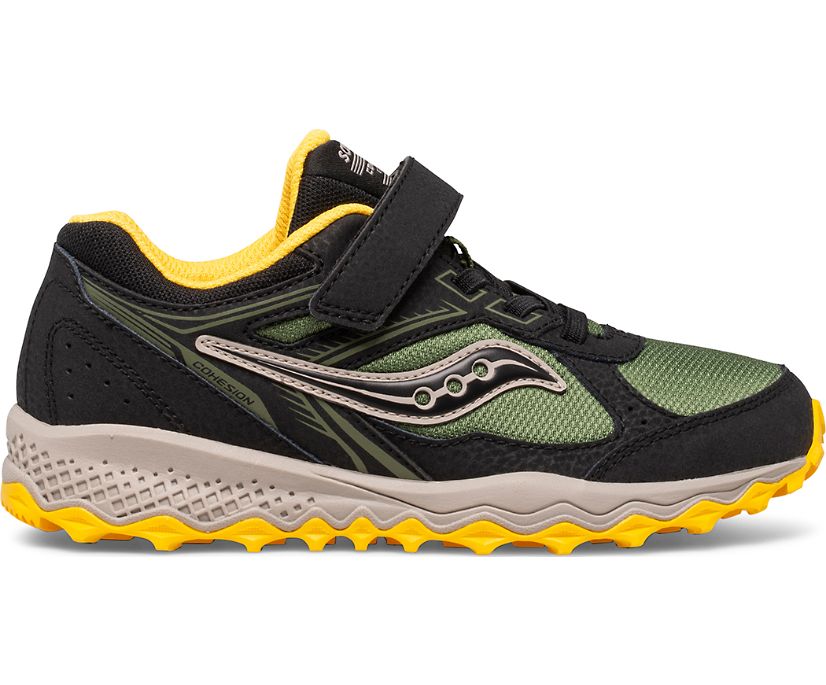 Kids\' Saucony Cohesion 14 A/C Sneakers Black / Olive / Yellow | Singapore 833QMAZ